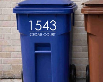 Trash Can Number Address Decal Vinyl Sticker Mailbox House Custom Label Garbage Recycling Bin Street Name Outdoor Display Home Letters