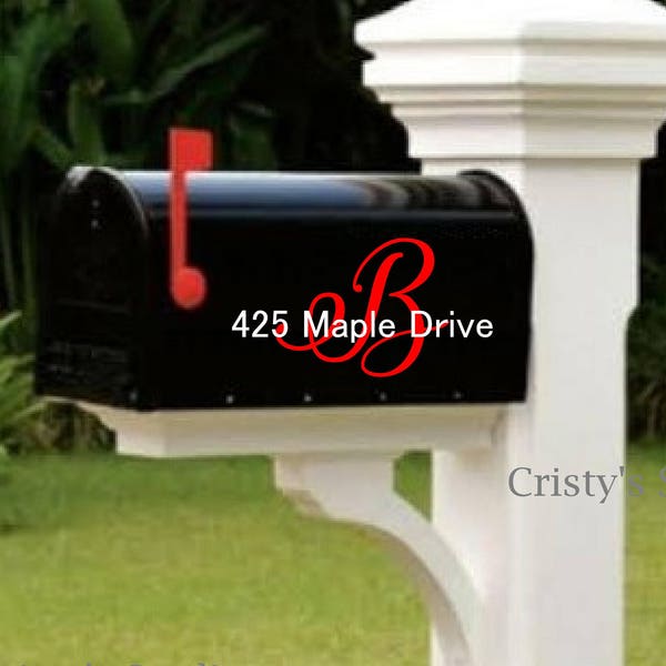 Mailbox Decal with Last Name Initial and Address