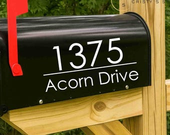 Modern Address Mailbox Decal , Personalized Mailbox, Custom Street Address Sticker