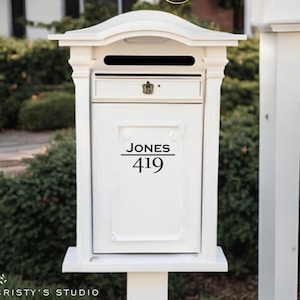 Mailbox Door Number Small Mail Box Decal Last Name Sticker House Number Label