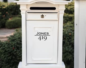 Mailbox Door Number Small Mail Box Decal Last Name Sticker House Number Label