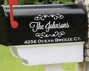 Mail Box Decal - Last Name Mailbox Decals for your home - Includes Two (2) Decals