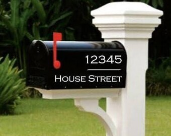 Mailbox number decal and address