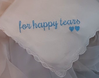 Embroidered Handkerchief - Perfect for Bride, Groom, Mother and Father of the Bride