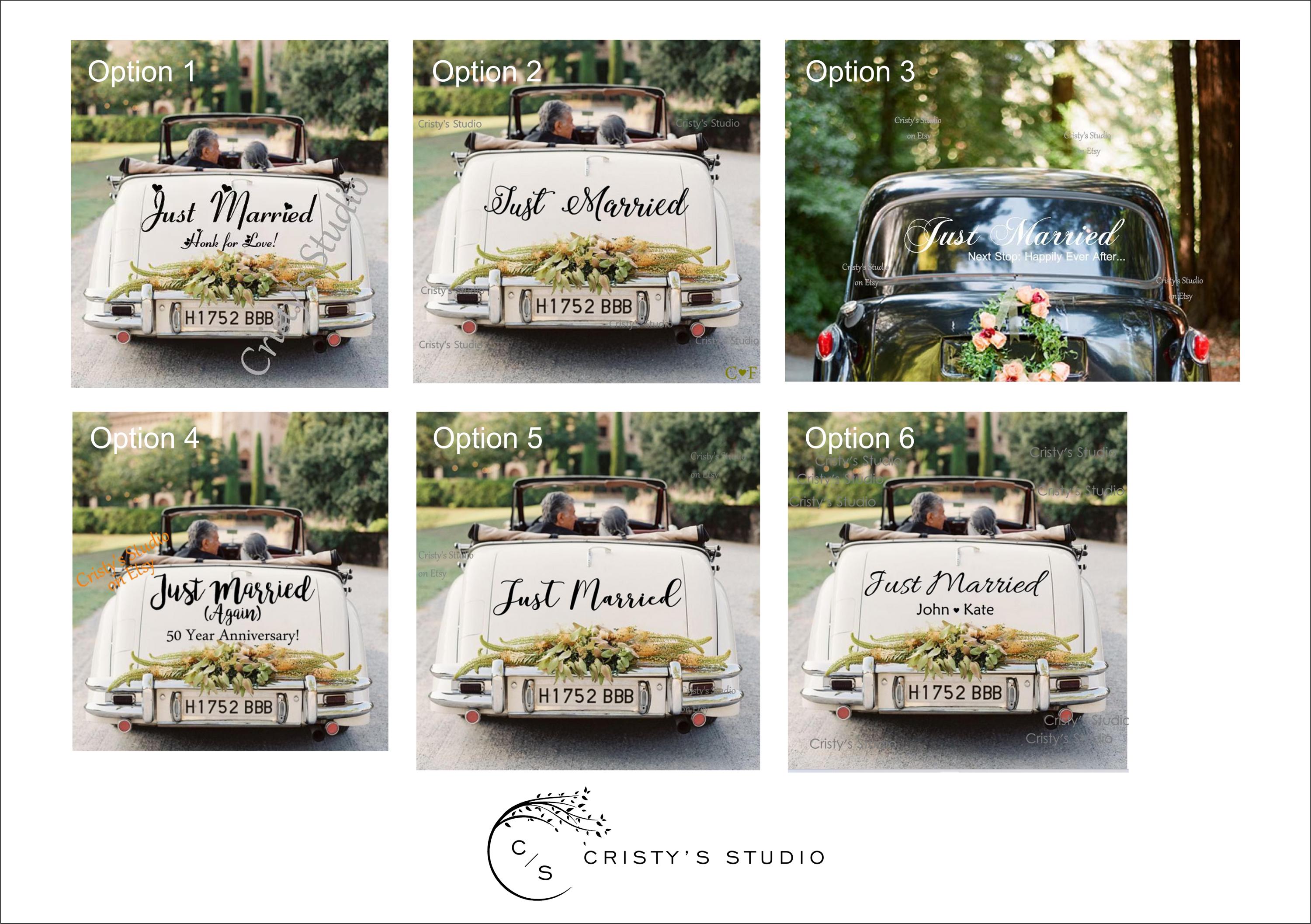 Just Married Car Decal: Wedding Getaway Car Vinyl Sticker - Etsy