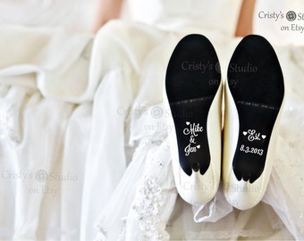 Couples Names Wedding Shoe Decal Bride Groom Wedding Accessory