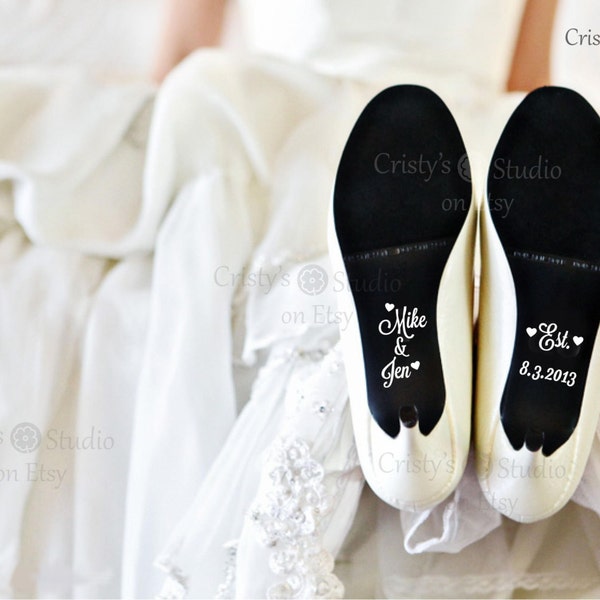 Couples Names Wedding Shoe Decal Bride Groom Wedding Accessory