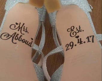 Custom Wedding Shoe Decals: Bride and or Groom Vinyl Stickers