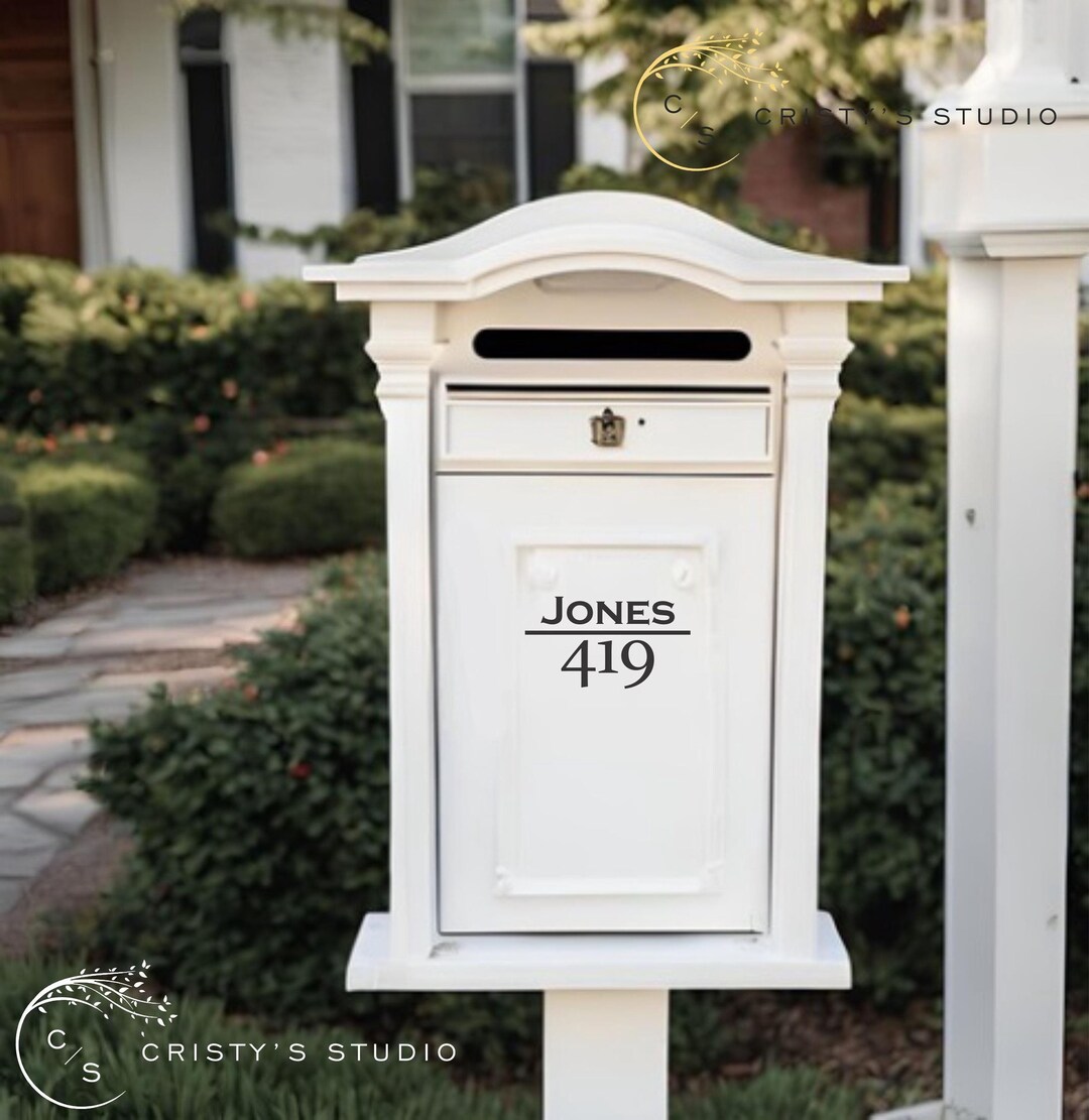 Mailbox Door Number Small Mail Box Decal Last Name Sticker House Number ...