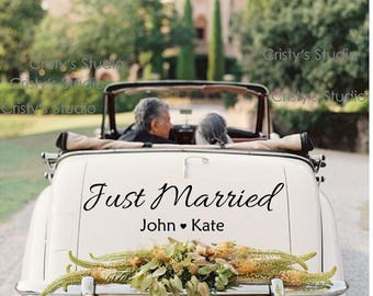 Just Married Car Decal with Names