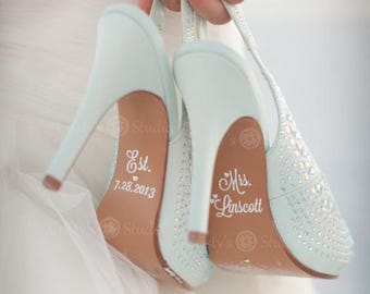 Wedding Shoe Decal Bride Custom Vinyl Design Text Message Hidden Inside Bridal Heel Embellishment Accessory Groom Sticker Removable Day