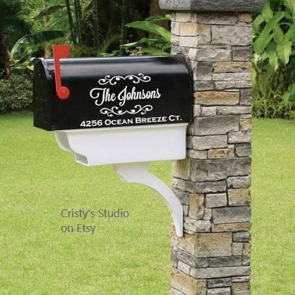 Mail Box Decal - Last Name Mailbox Decals for your home - Includes Two (2) Decals