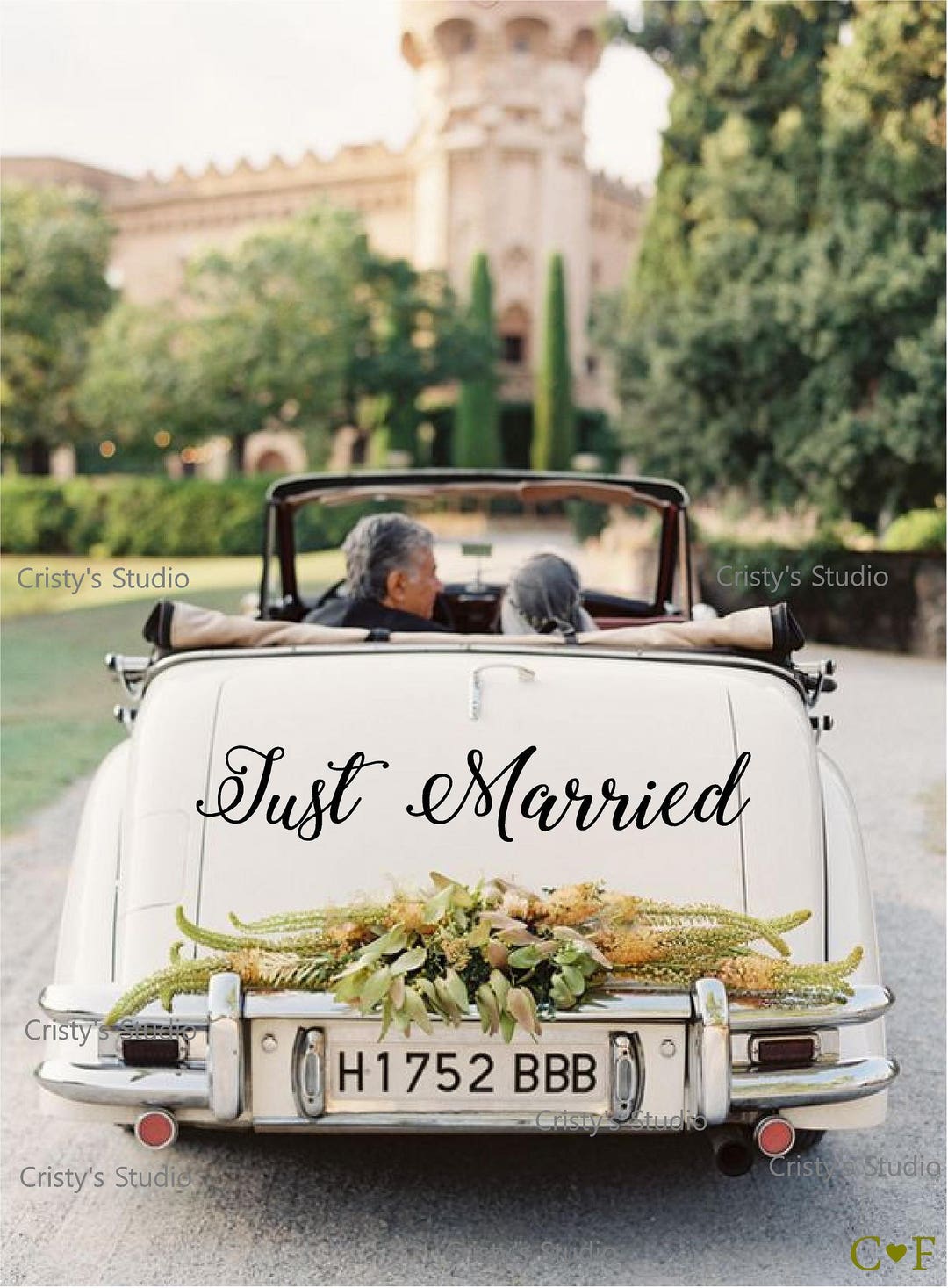 Just Married Car Champagne Label