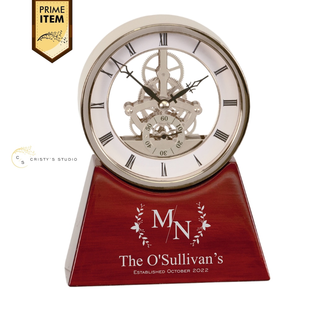 Personalized Office Desk Clock, Custom Wedding Gift, Anniversary