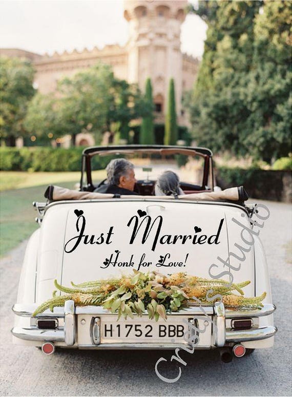 Just Married Car Decal: Wedding Getaway Car Vinyl Sticker - Etsy