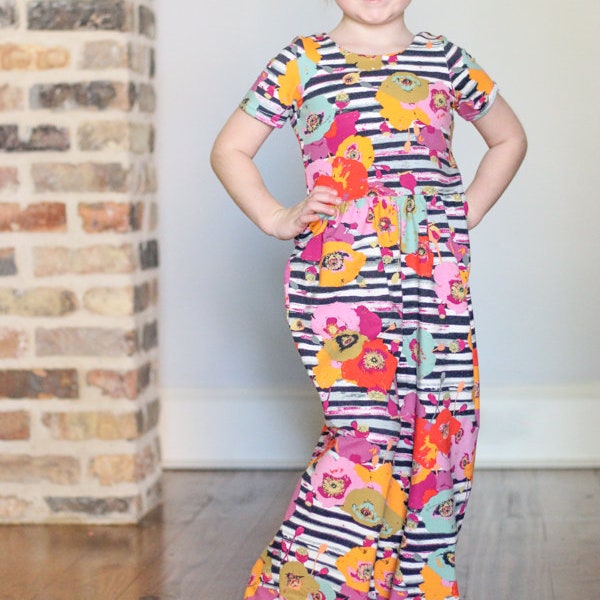 Wide Leg Knit Romper, PDF Sewing Pattern, Children's Jumpsuit, Teen Jumpsuit, Knit One Piece, Wide Leg Pants