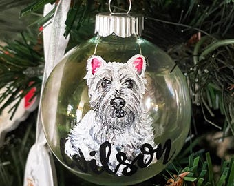 Painted Dog Glass Ornament
