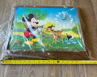 Vintage Disney Elgin by Welby Wall Clock Mickey Mouse & Bambi