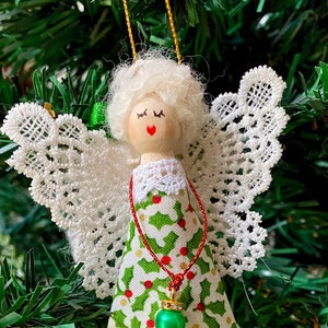 2 Christmas Angel Clothespin Ornaments