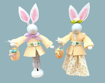 Mr. and Mrs. Easter Bunny Clothespin Ornament 2024 {Pair}