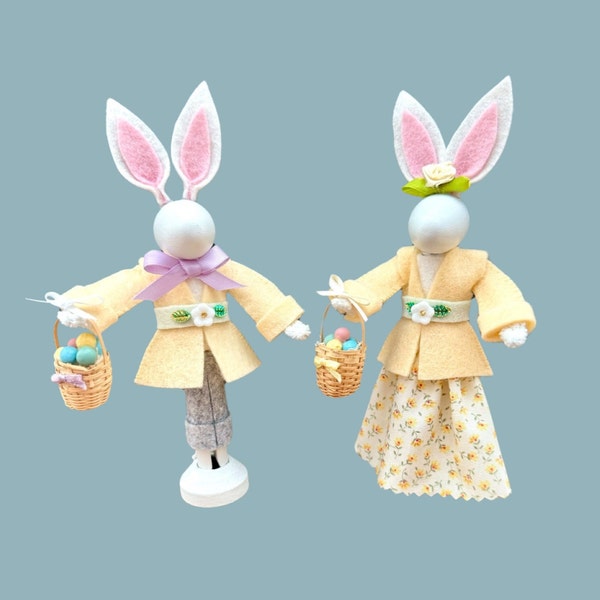 Mr. and Mrs. Easter Bunny Clothespin Ornament 2024