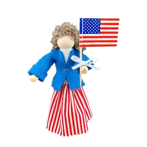 Patriotic Flag Lady Clothespin Ornament