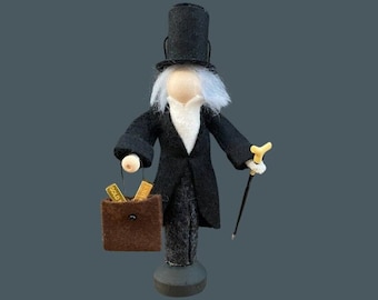 Miserly Scrooge Christmas Clothespin Ornament