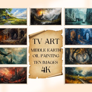 Frame TV Art 4K Mittelerde Bundle | Samsung Rahmen TV Kunst | Digitaler Download | Herr der Ringe inspiriert | Ölgemälde Stil | Künstlerisch