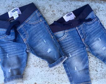 baby jeans distressed denim for newborn - baby girl jeans - baby boy jeans - unisex classic style jeans but ripped - edgy baby’s fashion