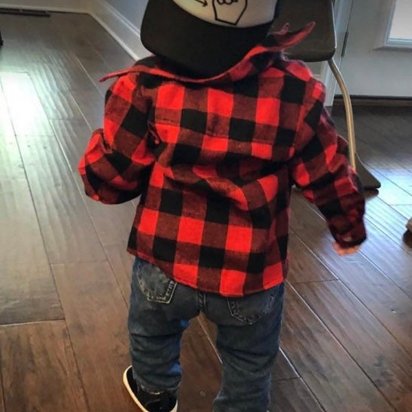 Buffalo Plaid Shirts -FLANNEL ONLY- for Baby Boy / Girl Christmas Outfit Toddler Kids Holiday Fall Family Photo Lumberjack Birthday Outfits