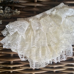 White or Ivory Lace Bloomer Ruffle Bottom Diaper Cover Preemie Newborn - 4T Fancy Bloomers Birthdays/ Baptism/ Christening/ Flower Girls