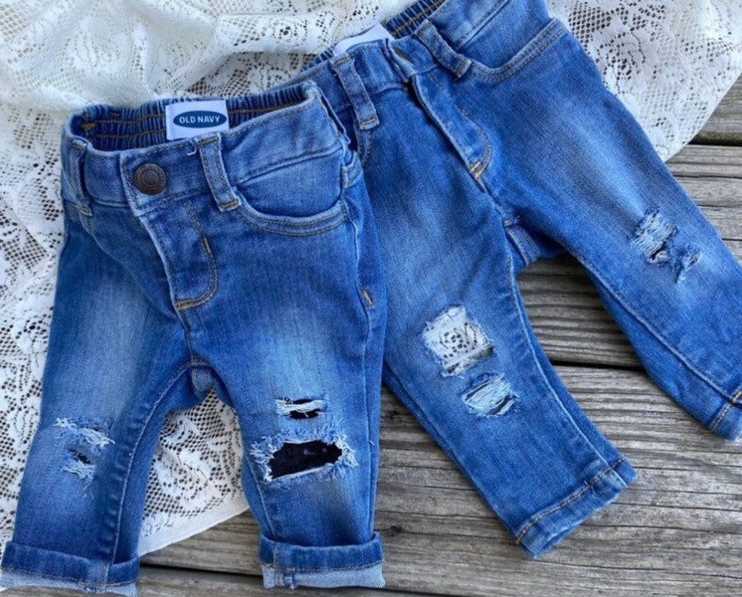 toddler-girl-jeans-distressed-with-lace-baby-girl-jeans-etsy