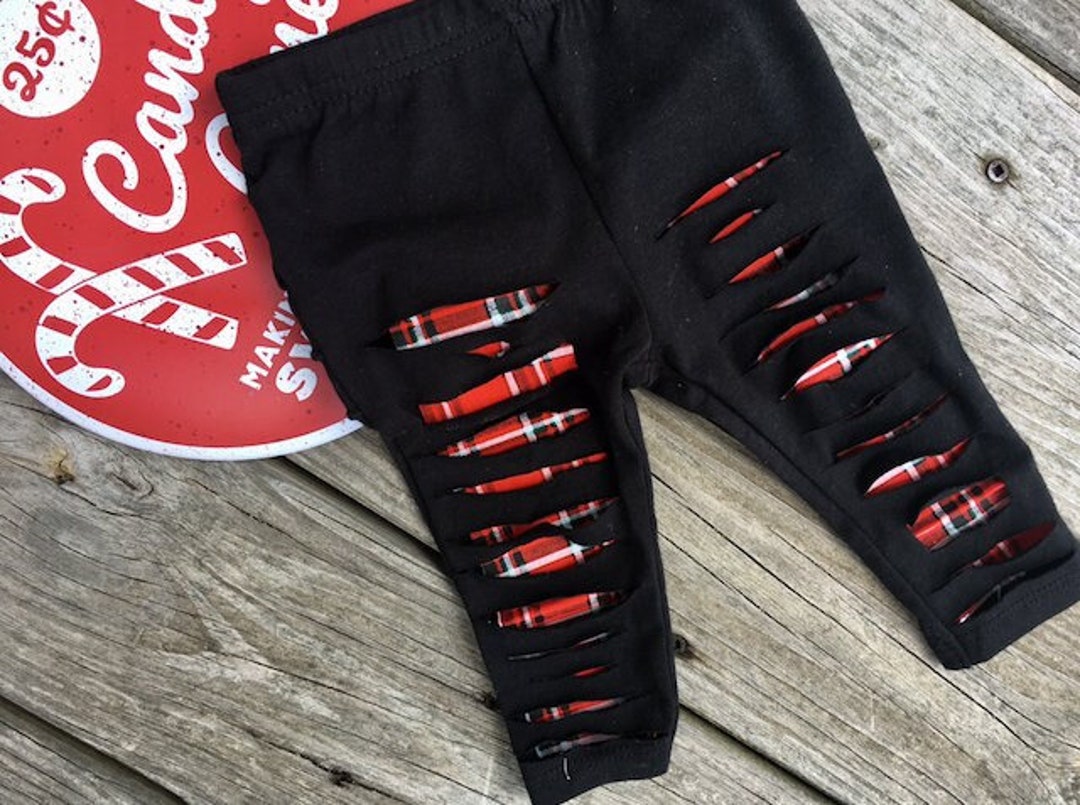Christmas Leggings Baby Toddler, Boy / Girl Buffalo Plaid Distressed