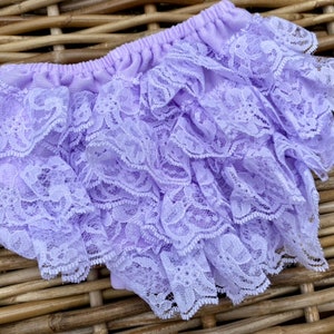 Purple Lace Bloomers, Easter Outfit Ruffle Bum Bloomer Pink White Ivory Fancy Diaper Cover, Newborn - 4T Cake Smash Birthday Photoshoot Prop
