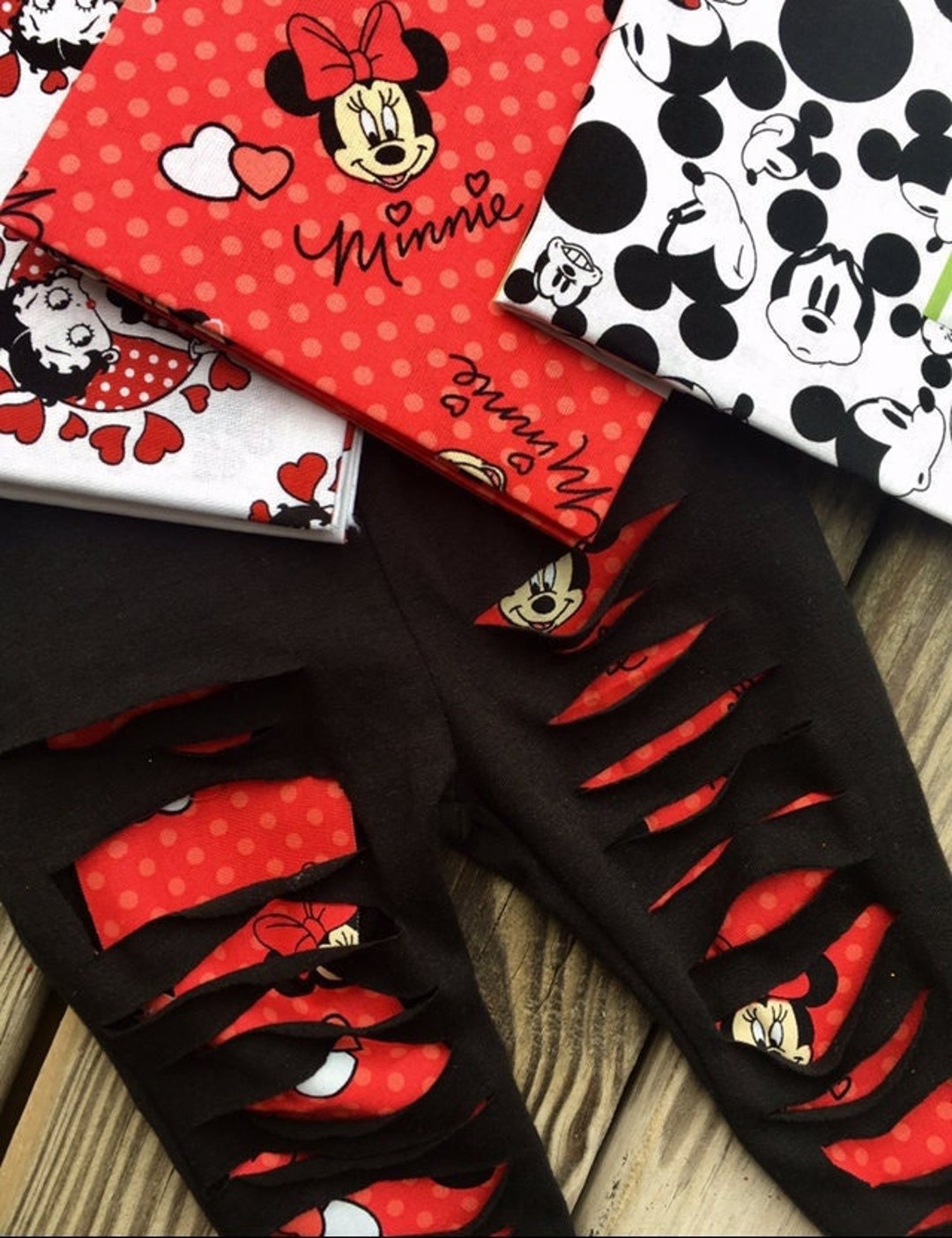 Minnie Mickey Mouse Leggings Baby Toddler Boy Girl Distressed Legging Slashed Black Pants Disney Inspired Patch Valentines Day Outfit Etsy