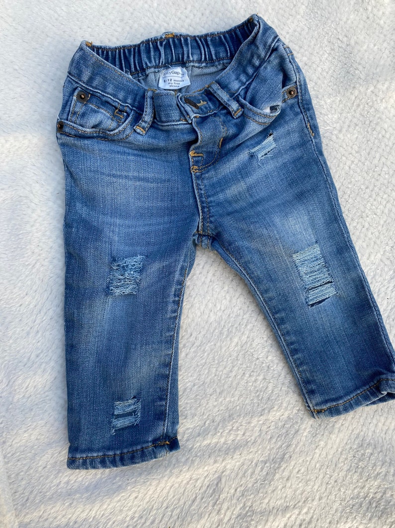 Baby Girl Jeans Distressed Toddler Girl Trendy Jeans Etsy