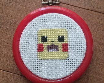 DISCOUNTED - Prototype Pikachu Cross Stitch in Hoop