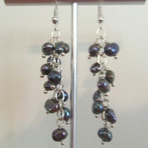 Peacock Cluster Dangle Pearl Earrings,Peacock Pearl,Dangle Earrings,Cluster Earrings,Pearls,Pearl Earrings,Wedding,Birthday,Bridesmade,Gifts