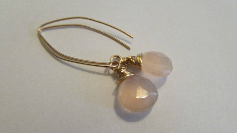 Faceted Flat Oval Salmon Quartz Drop Dangle Earrings,Quartz Earrings,Earrings,Salmon Earrings,Dangle Earrings,Weddings,Birthdays,Gifts
