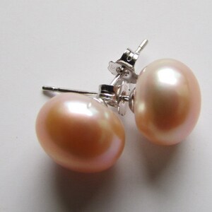 Bridesmaid Gift,Peach Earrings,Pearl Earrings,Stud Pearl Earrings,Stud Earrings,925 Pearl Earrings,Peach Pearl Earrings