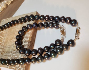 25 Inches Pearl  Necklace, Set of Pearl Black  Pearl, Pearl Bracelet, Pearl Necklace, Necklace, Bridal  Gift, Wedding Pearl, Bridesmaid Gift