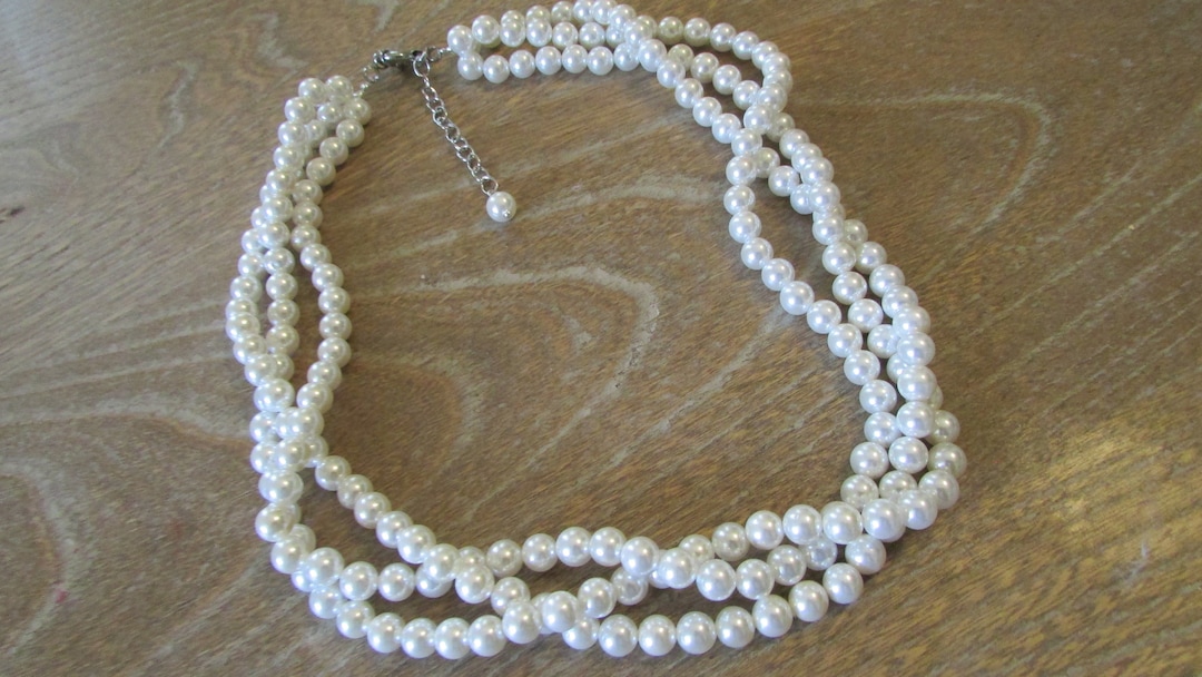 Collier Perles Baroques Blanc – Perles De Coquillage Imitation Perle – 20mm – Style Bohème – Fait Main