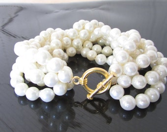 Cluster of Pearl Bracelet,Pearl Bracelet,White Pearl Bracelet,7 Rows of Pearl Bracelet,Bridal Gift,Wedding Gift