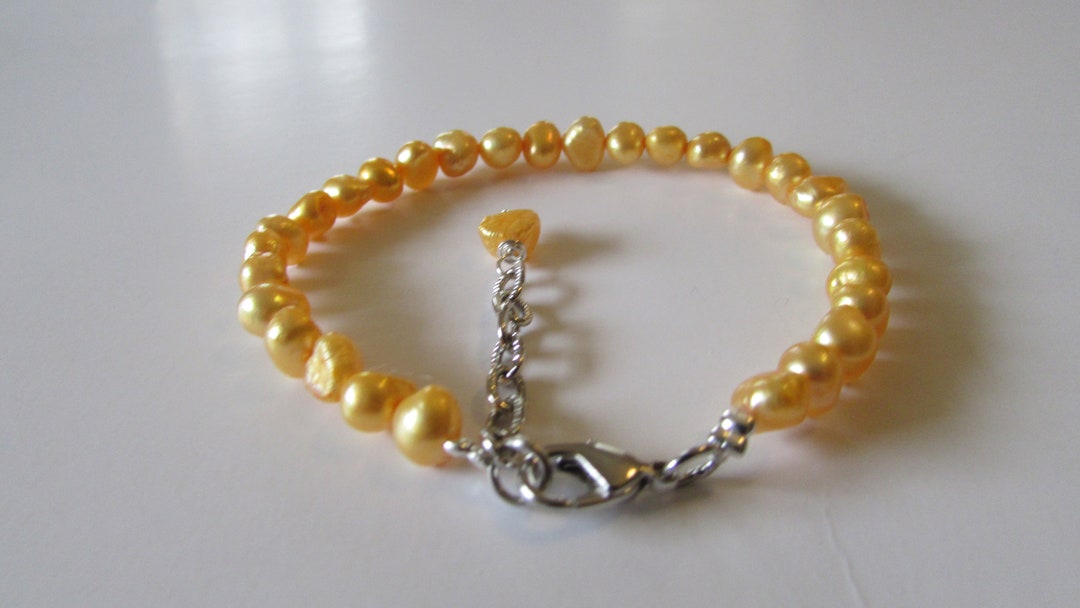 46mm Yellow Pearl Bracelet, Yellow Pearl Bracelet, Pearl Bracelet