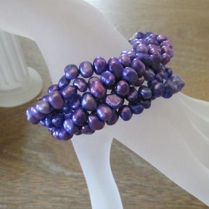 6 Strand Purple Pearl Bracelet,Pear Bracelet,White Pearl Bracelet,Freshwater Pearl Bracelet,Wedding Pearl,Bridal,Bridesmaid,Pearl, Purple