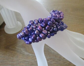 6 Strand Purple Pearl Bracelet,Pear Bracelet,White Pearl Bracelet,Freshwater Pearl Bracelet,Wedding Pearl,Bridal,Bridesmaid,Pearl, Purple