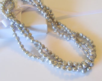Gray Pearl Necklace, Baroque Pearl Necklace, Pearl Necklace, Freshwater Pearl Necklace, Gray Necklace, Wedding Pearl, Bridal Gift, Bridal