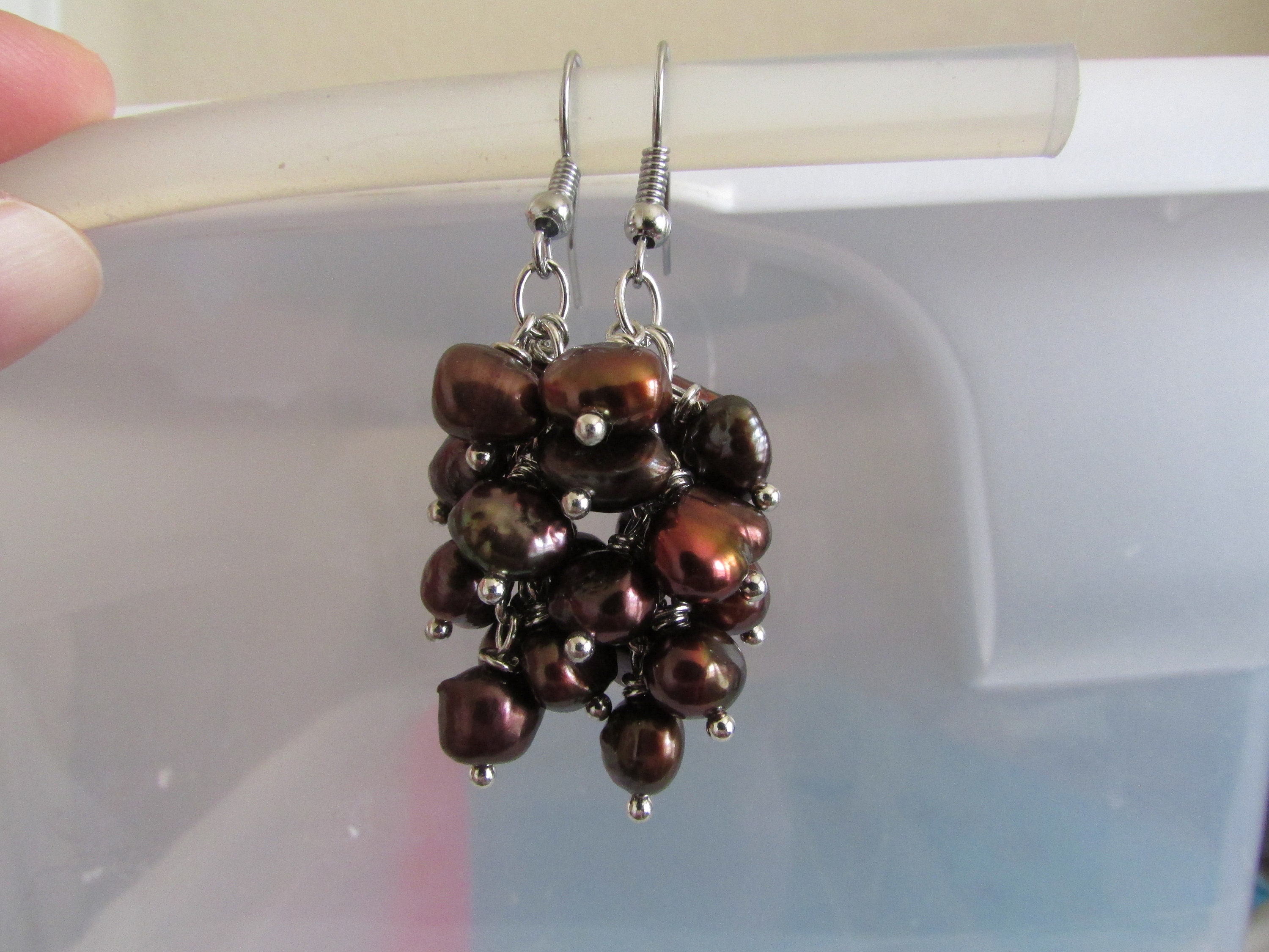 Brown Pearl Earrings,Pearl Earrings,Baroque Pearl Earrings,Dangle Pearl Earrings,Freshwater Pearl Earrings,Gift,Bridal Gift,Wedding Gift