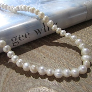 7-8mm Pearl Necklace,Pearl Necklace,Stainless Steel,White Pearl Necklace,Potato Pearl Necklace,Bridal Gift,Gift,Wedding Gift