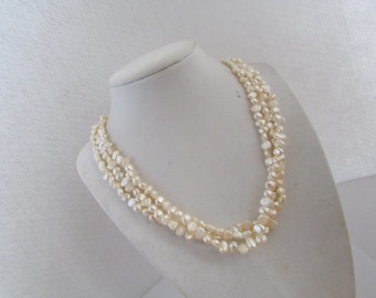 White Pearl Necklace, Fresh Water Pearl Necklace, Wedding Gift, 3 strands of Pearl Necklace, Pearl Necklace, Wedding Pearl, Birthday Gift